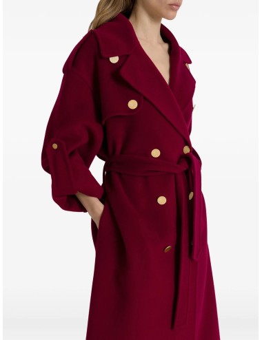 Alberta Ferretti – Manteau Femme Rouge à Double Boutonnage et Ceinture