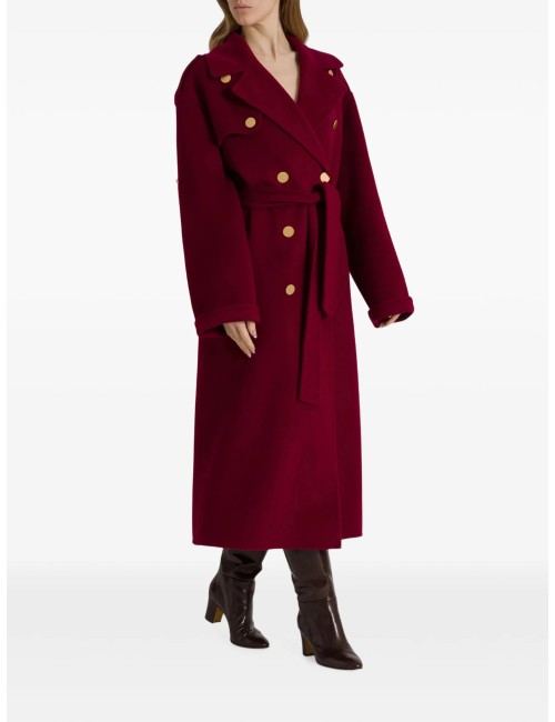 Alberta Ferretti – Manteau Femme Rouge à Double Boutonnage et Ceinture