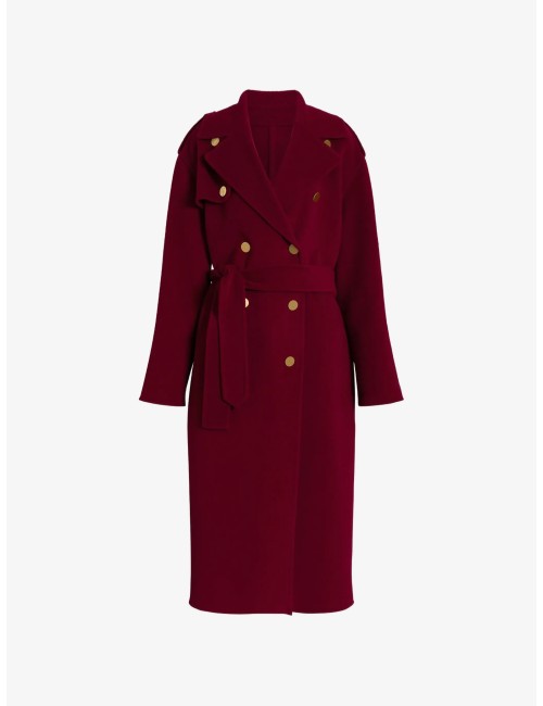 Alberta Ferretti – Manteau Femme Rouge à Double Boutonnage et Ceinture