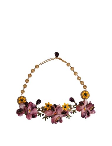 Dolce & Gabbana Collier Fiori Flowers Doré à Cristaux