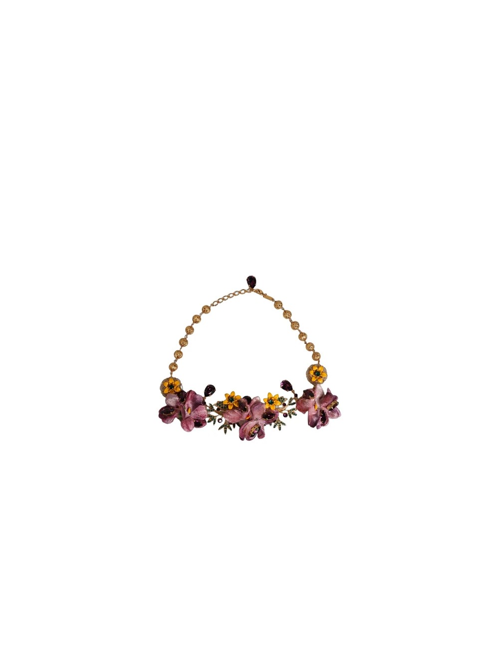 Dolce & Gabbana Collier Fiori Flowers Doré à Cristaux