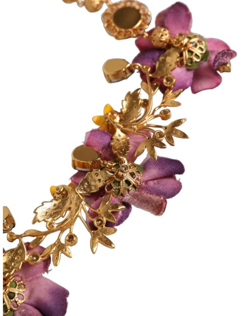 Dolce & Gabbana Collier Fiori Flowers Doré à Cristaux
