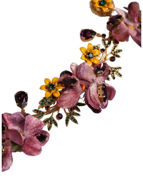 Dolce & Gabbana Collier Fiori Flowers Doré à Cristaux