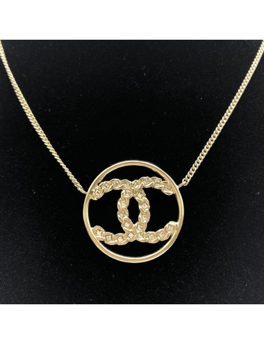 Chanel Collier CC Circulaire Doré à Strass Vintage