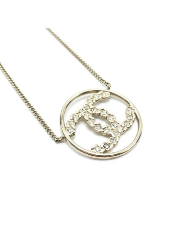 Chanel Collier CC Circulaire Doré à Strass Vintage - Paloma Private Club